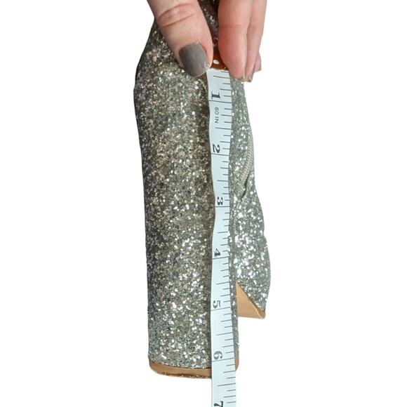 Lemon Drop Silver Glitter Platform Boots Sabrina Carpenter Go Go Boots Party NYE - Picture 8 of 10